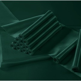 Manyshofu 24Pcs Satin Dark Green Table Runner - 12 x 108 Inch Long Size, Party Table Runner Decor Bright & Smooth Wedding Decorations Table Runner for Banquet Chef Birthday Buffet Dinner Graduations