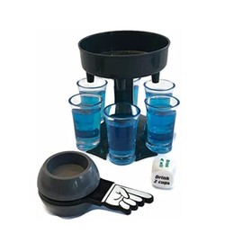 6 Shot Glass Dispenser and Holder (Includes 6 shot cups) with Shot Twister and 1pc Game Dice. Shot Dispenser, Shot Holder, Shot games, Drink Dispenser. Dark Grey, For All Types of Drinks