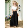 Qixing Women’s Summer Elastic Waist Pleated A Line Long Skirt