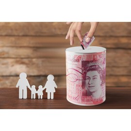 4 x Money Box Seterling Tin, Savings Tin, Piggy Bank, Save for Birthday, Sterling Money Tins, 15 x 10 x 10 cm, (Mixed Set of 4)