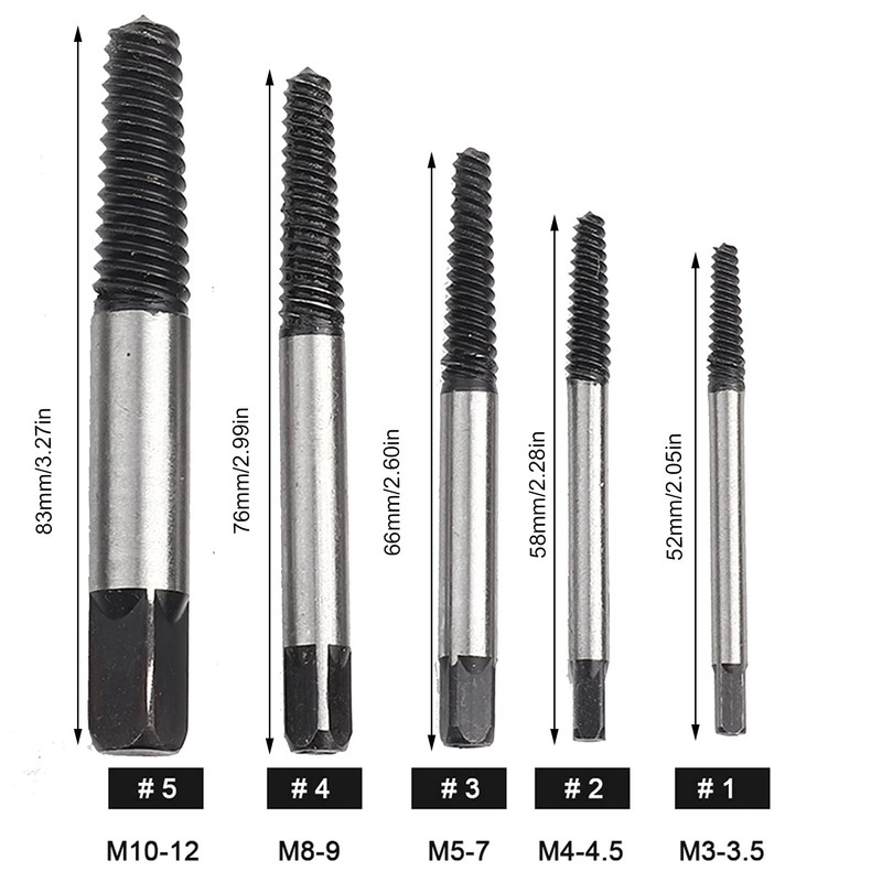 Screw Extractor Set for Broken Screw,5pcs Damaged Screw Remover+5pcs M2