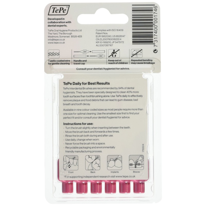 TePe Interdental Brush Pink 0.4mm Pack of 6