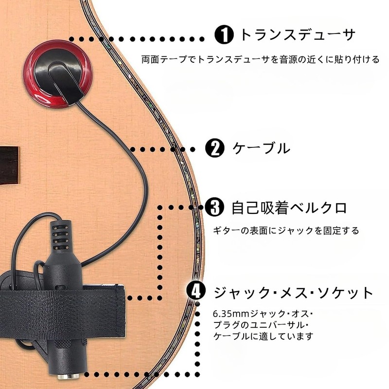 (Upgraded Version) Guitar Pickup, Piezo Pickup, Pick-up Cover, External Sound
