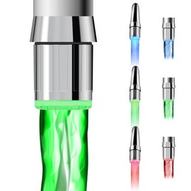 2 Pack Colorful LED Water Faucet，MAXIN RC-F03 Water Stream Faucet Tap，3 Changes Color Depending on The Water's Temperature for Kitchen and Bathroms
