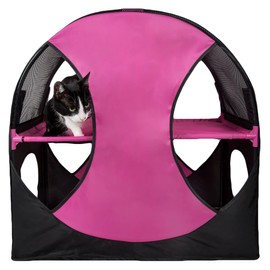Pet Life ® Kitty-Play Obstacle Travel Collapsible Soft Folding Pet Cat House