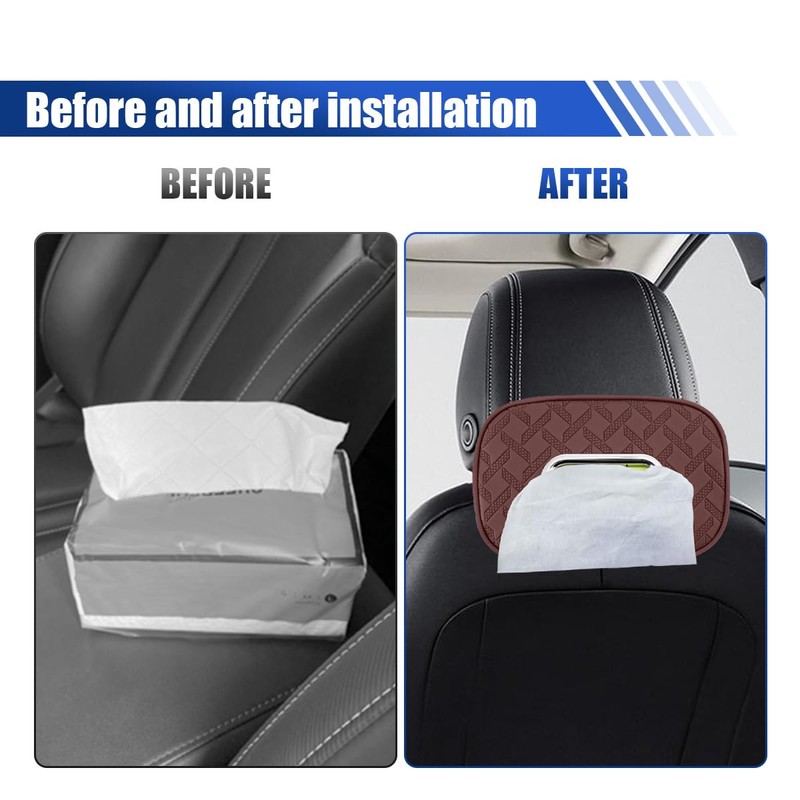 GAOLAOSY Large Car Tissue Holder for 300 Standard Tissues, PU