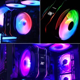 ALSEYE M120D Plus Digital CPU Cooler, CPU Air Cooler with Temperature Display, 120mm Max Series Fan with ARGB&PWM, Compatible with Intel LGA 1700/1200/115X/2011/2066/1366/775 AMD AM4., black