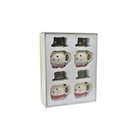 Midwest Seasons Snowman Mugs w/Top Hat Lid - Qty 4