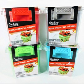 Fruit and Veggie Vegetable Basket Food Storage Container BPA Free 2 Pack TEAL/LIGHT BLUE