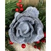 BWG Clip On Graphite Grey Rose Flower Christmas Tree Decorations