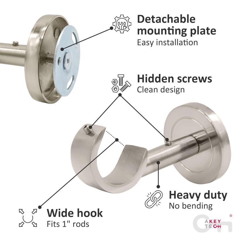 A Key Tech Ceiling Bracket Brushed Nickel - Set of