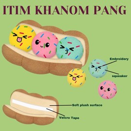 Ohmypet 3 Pcs Ice-Cream Balls Interactive Squeaky Dog Toys Sandwich Paper Crinkle Plush Dog Toys Durable Cute Funny