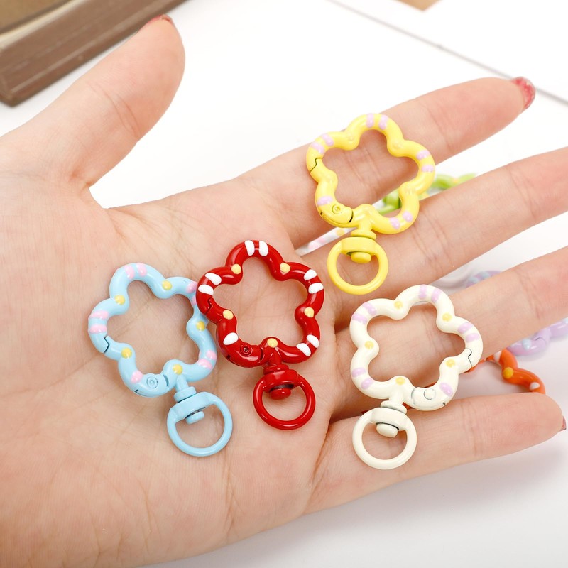 11Pcs Colorful Flower Metal Lobster Claw Clasps with Spring O