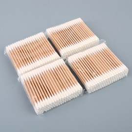 E-Life Wooden Cotton Swabs, 400 Count Pure Cotton Swabs 2ea