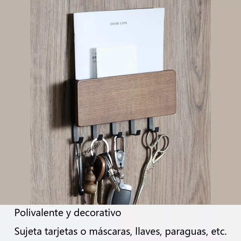 THE9SHOP Portallaves Organizador De Madera Maciza Clásico Perchero