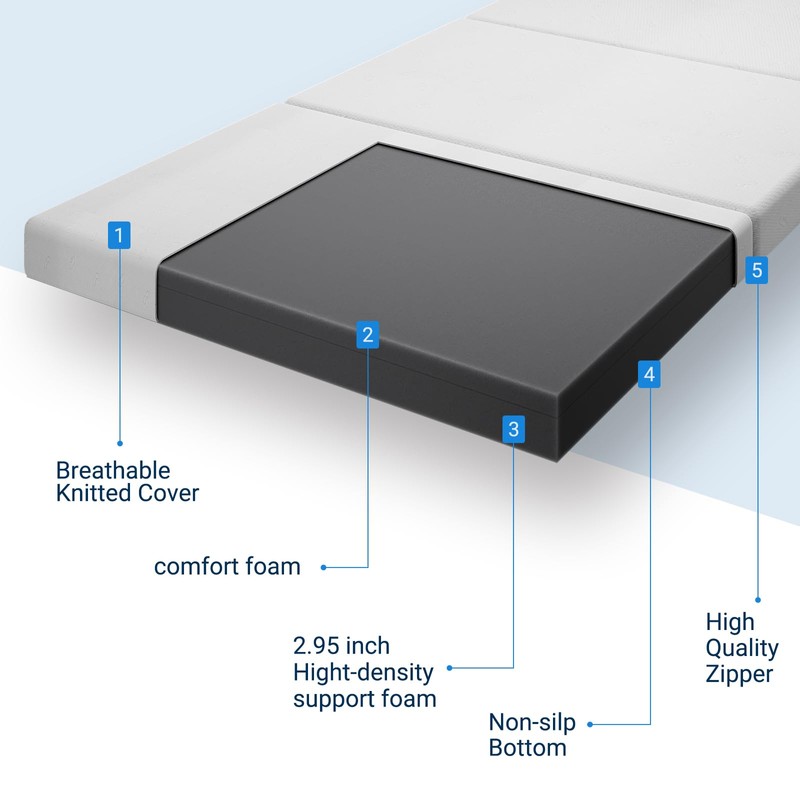 Avenco Folding Mattress, 4 Inch Trifold Mattress, Twin XL Folding