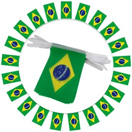 Brazil String Flag Pennant Banner - 38 Flags, 42 Feet Small Mini Brazilian Flags Bunting Banner for Country Decoration, School, Party, Sports Events