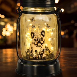 French Bulldog Gifts for Women/Men French Bulldog Solar Lanterns Dog Mom Birthday Dog Lovers Lantern Pet loss Pet Memorial Lights Solar Garden Decoration Outside for Yard, Patio,Backyard,Porch Torches