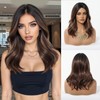 Cemuto Short Wavy Brown Wig for Women Glueless Ombre Brown