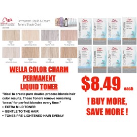 WELLA Color Charm Permanent Liquid TONER! NEW! ALL COLORS! BUY MORE, SAVE MORE! - T18 - LIGHTEST ASH BLONDE