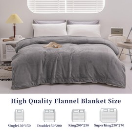 Good Nite Blanket 130x150cm Reversible Sherpa Fleece Blanket Fluffy Polyester Blanket Soft and Warm Bed Blankets for Home life and Travel (Grey,Single)