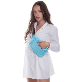 Brandsseller Bum Bag Glossy Belt Bag Waist Bag Accessory for Leisure and Fancy Dress, lightblue