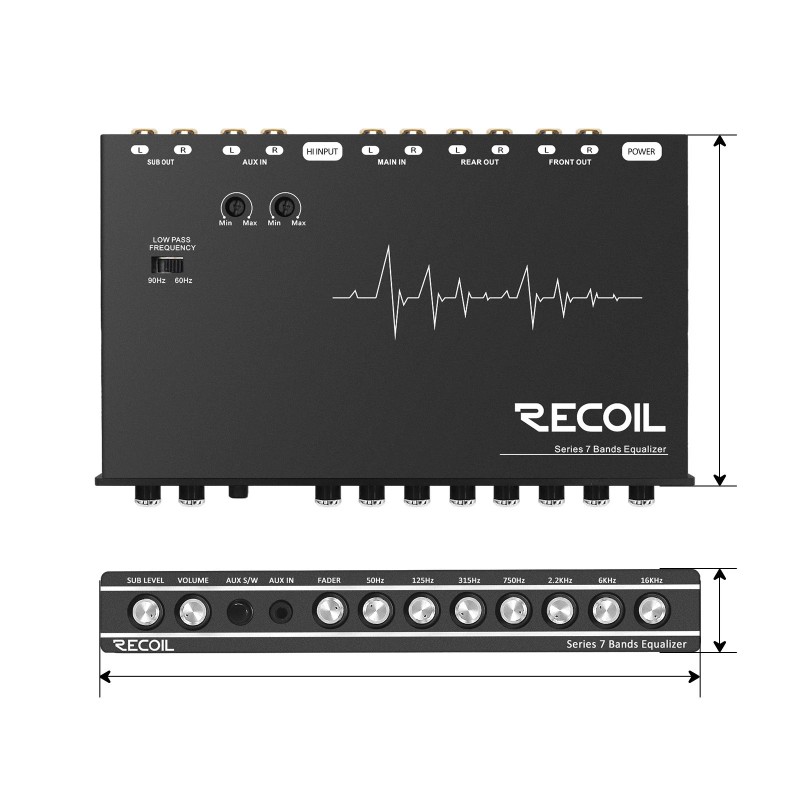 Recoil REQ7 Car Audio Equalizer 7 Band 1/2 DIN Pre-Amp