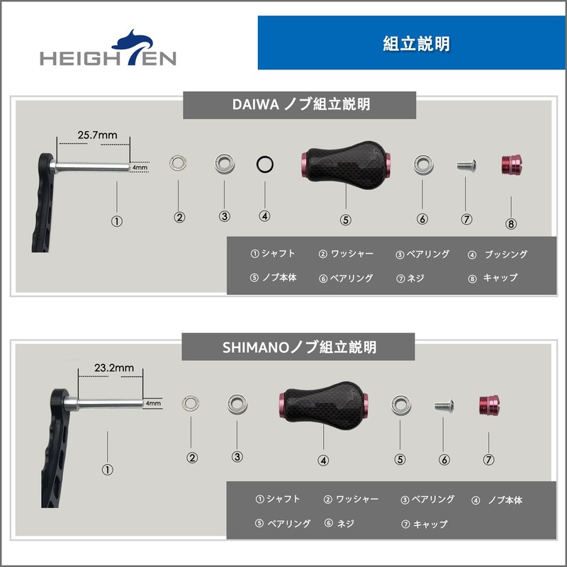 HEIGHTEN 0.8 inches (20 mm) Reel Handle Knob 4.7g 1.5K