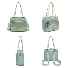 CHERRY SAUCE Oxford Ita Bag Crossbody Bag Messenger Backpack Multipurpose Pins Display, Green