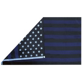 US USA Police THIN Blue Line (BLACK & BLUE Striped) Premium Quality Heavy Duty Fade Resistant 3x5 3'x5' 100D Woven Poly Nylon Flag Banner Grommets