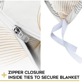 YnM Exclusive Cooling Duvet Cover for Weighted Blankets with 16 Strings (Khaki Flower, 80"x87")