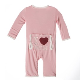 KicKee Pants Baby Applique Fitted Coverall, Lotus I Love Mom, 3-6 Months