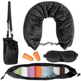 SUPRBIRD Travel Neck Pillow, Travel Pillow for Filling with Clothes, Multifunctional Pillow, Convertible, Expandable, U-Shaped Neck Pillow, Soft Velvet for Travel, Plane, Car, Without Filler