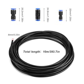 Pneumatic Hose 6 mm, KLEHOPE 10 m Compressed Air Hose 6 mm Outside, Tubo Aria Compressa, with 6 Pieces Pneumatic Connector 6 x 4, 6 x 6, 6 x 8 mm for Industrial and Home