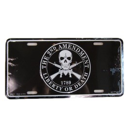 MWS The 2nd Amendment Liberty or Death 1789 Skull 6"x12" Aluminum License Plate Tag
