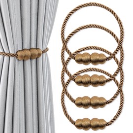 Xiuyer Pack of 4 Magnetic Curtains Tiebacks, Curtains Holder with Magnets Curtain Holder Tiebacks for Curtain Clips Curtains Home Office Decoration Curtain Tiebacks Curtains (Coffee)
