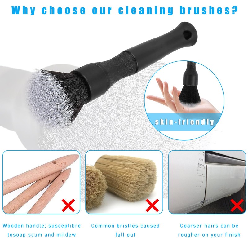 Ziciner Car Detailing Brush, Ultra Soft Car Detail Brush Kit
