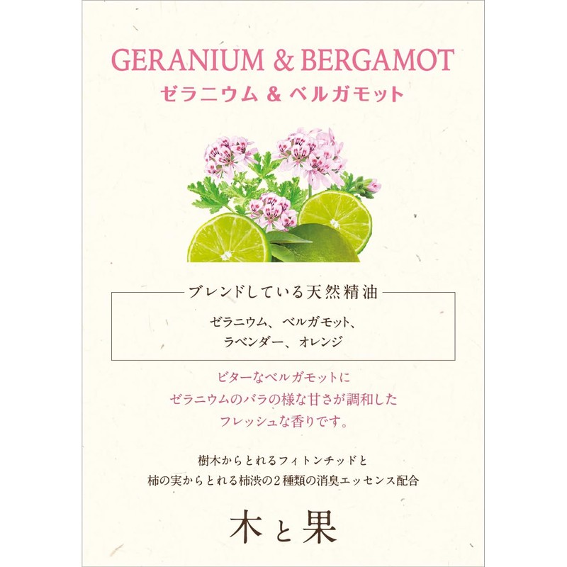 Harukado Wood and Fruit Deodorizing Clip, Geranium & Bergamot, Car