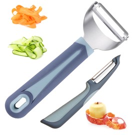 Trez Treamer 2-Pack Vegetable Peelers for Kitchen，2 in 1 Mutifunctional Rotating Shaft Veggie Peeler,Dual-Blade Potatoes Peeler and Y peeler for Apple Veggie Carrot (Blue)