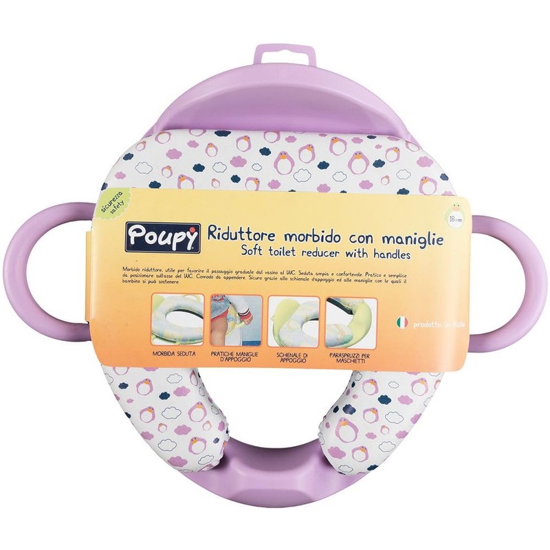 Soft Toilet Seat for Children Purple with Two Handles, One
