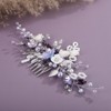 Rumtock Purple Flower Hair Comb White Seed Beads Headpiece for