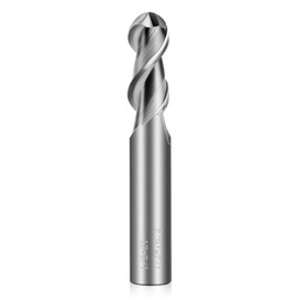Carbide Ball Nose End Mills - 2 Flutes TISIN Coated End Mill Bits, Tungsten Milling Bits for Steel, Forge Steel, Hardened Steel, Copper, Alloys & More (1, 1/2 in)