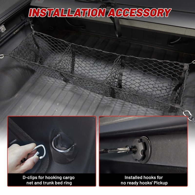 RED WOLF 3 Pocket Truck Bed Cargo Net for Toyota