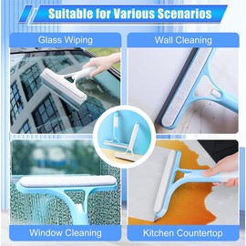 3 in 1 Spray Squeegee, WindowSqueegee with Spray 3 in 1 WindowSqueegee Cleaner, Spray WindowSqueegee Cleaner Tool with SprayBottle, for Car, Home, Kitchen Window（Blue+White）
