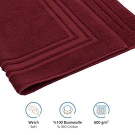 Komfortec Bath Mat Set, 2 Pieces, Terry Cloth Shower Mat, Washable Shower Mat & Bath Mat, 600 g/m² & 100% Cotton, Absorbent & Quick Drying, 50 x 70 cm, Aurora Red