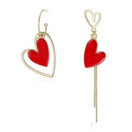 EVER FAITH Asymmetric Earrings Heart Drop Earrings Heart Mismatched Earrings Rose Gold Tone, Crystal