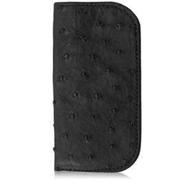 Yoder Leather Company Black Genuine Ostrich Skin Soft Glasses Case