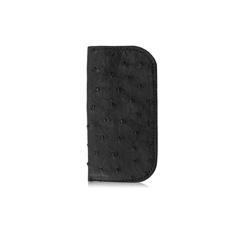 Yoder Leather Company Black Genuine Ostrich Skin Soft Glasses Case