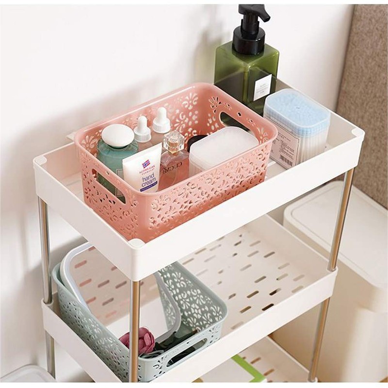 BUYGOO 5Pcs Plastic Storage Baskets with Lids Muti-colour Plastic Organizer