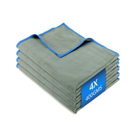 QWORK 4 x Carbon Microfibre Cloths Streak-Free Car Window Cloth Lint-Free Polishing Cloth 400 GSM - 50 x 40 cm